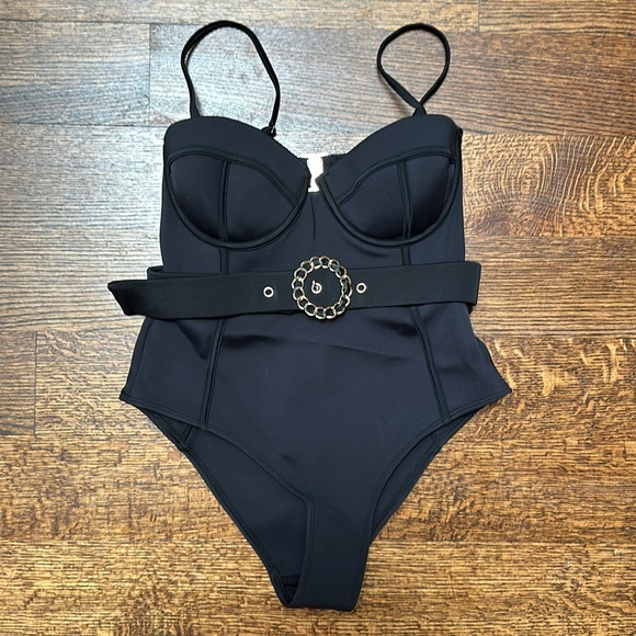 River island black one piece swimsuit with buckle - Picture 2 of 3